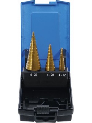 Pakāpju urbju komplekts|nitrēts titāns|Ø 4 - 30 mm|3 gab. (1624)