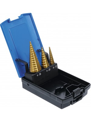 Pakāpju urbju komplekts|nitrēts titāns|Ø 4 - 30 mm|3 gab. (1624)