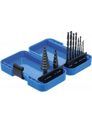 Pakāpjurbju un spirālurbju komplekts|Ø 4–12 / 4–20 mm|2 - 5 mm|10 gab. (1686)