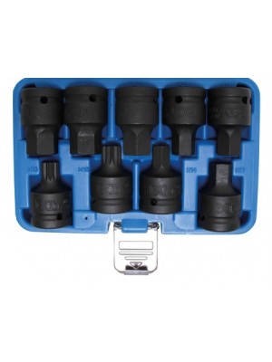 Trieciena bitu ligzdu komplekts|20 mm (3/4") piedziņa|iekšējais sešstūris, iekšējais rievsavienojums (XZN)|9 gab. (5054) Trieciena bitu ligzdu komplekts|20 mm (3/4") piedziņa|iekšējais sešstūris, iekšējais rievsavienojums (XZN)|9 gab. (5054)