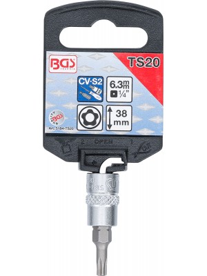 Bitu ligzda|6,3 mm (1/4") piedziņa|T-Star droša pret bojājumiem (Torx) TS20 (5184-TS20)