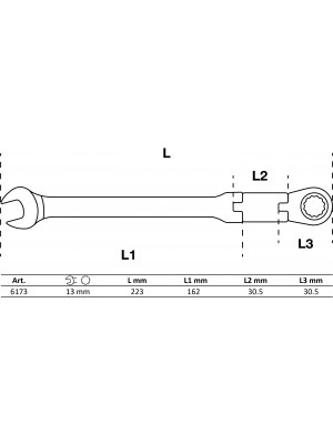 Sprūdrata kombinētās uzgriežņu atslēgas komplekts ar dubultu galu|Regulējams|13 mm (6173)