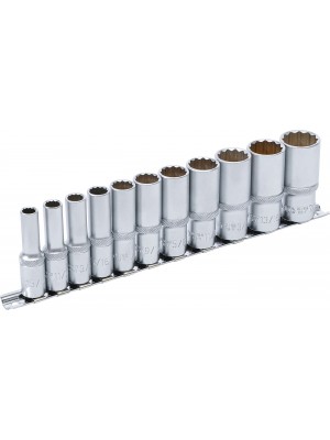 Kontaktligzdu komplekts, 12 punktu, dziļas|10 mm (3/8") piedziņa|collas izmēri|11 gab. (6859)