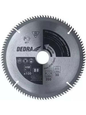 Zāģa asmens ar karbīda smaili alumīnijam 100 zobu, 250x30 mm diametrs, platums DEDRA H250100 (H250100)