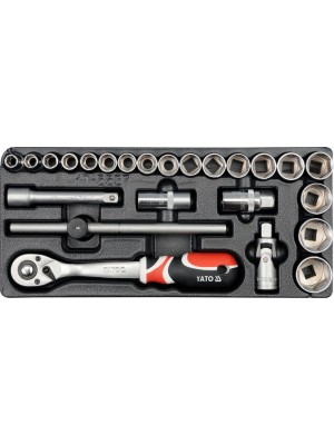 Instrumentu komplekts ratiņiem-1/2 "galviņām ar rokturiem 24gab. (YT-5537)