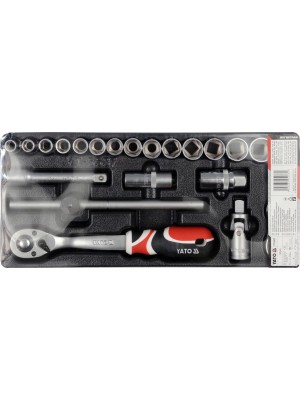 Instrumentu komplekts ratiņiem-1/2 "galviņām ar rokturiem 24gab. (YT-5537)