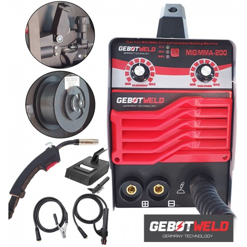 Invertora pusautomātiskā metināšanas ierīce 2 in 1 MIG + MMA 200A, 230V IGBT, NO GAS (GET003)