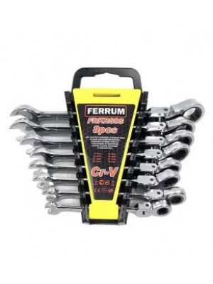 Kombinēto atslēgu komplekts ar sprūdratiem un eņģēm|8-19 mm|8 gab. (SK5308)