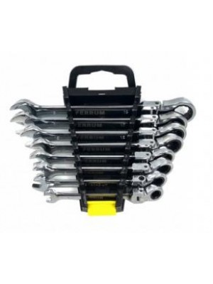 Kombinēto atslēgu komplekts ar sprūdratiem un eņģēm|8-19 mm|8 gab. (SK5308)