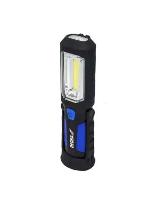 Uzlādējams lukturītis 3W COB LED + 1W LED, USB uz 230V un 12V DEDRA barošanas adapteris (L1022)