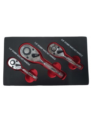 Īsais sprūdrata komplekts ar 6,3 mm (1/4") / 10 mm (3/8") / 12,5 mm (1/2")|3 gab. (S4129)