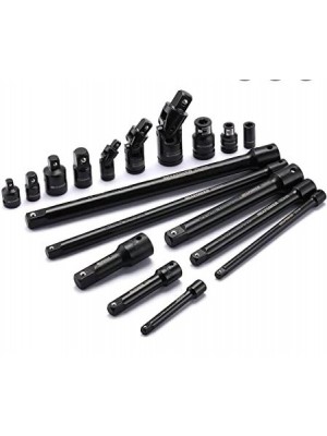 Amortizējošu pagarinātāju/ adapteru/ savienojumu komplekts|6,3 mm (1/4")/10 mm (3/8")/12,5 mm (1/2")|18 gab. (DT18S)