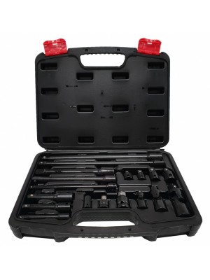 Amortizējošu pagarinātāju/ adapteru/ savienojumu komplekts|6,3 mm (1/4")/10 mm (3/8")/12,5 mm (1/2")|18 gab. (DT18S)