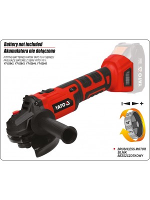 Leņķa slīpmašīna. 18 V bez akumulatora (YT-828291)