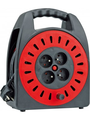 Kabeļu rullis PVC 4 kontaktligzdas, 25m, VOREL, 230V, 16A (72572)