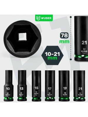 Triecienuzgaļu komplekts 6 gab. 1/2” sešstūra Wuber (W33007)