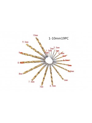 HSS titāna urbju komplekts. | 1-10 mm | 19 gab. (EW-0019)