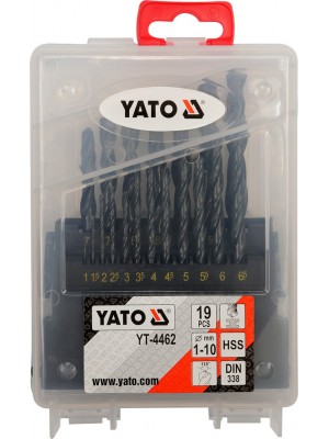 Metāla urbju komplekts HSS DIN 338 19 gab. 1-10 mm (YT-4462)