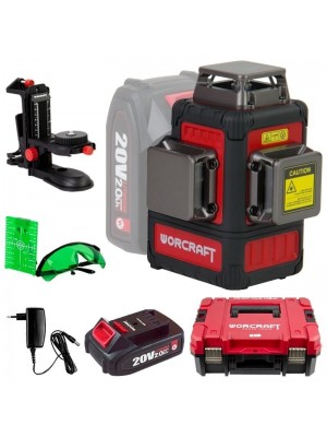 Akumulatora krustlīniju līmeņrādis 3x3D komplekts (zaļš lāzers) 20V 2.0Ah litija jonu (XCUBE Box) (CLLS20LiMX)