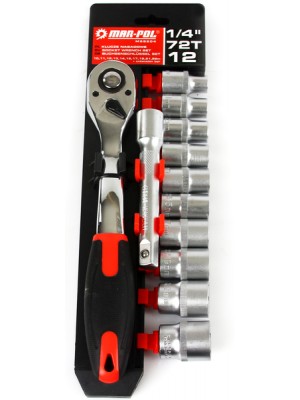 Tirkšķatslēga 1/4" + 12 Galviņas 10-22Mm (M58204)