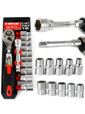 Tirkšķatslēga 1/4" + 12 Galviņas 10-22Mm (M58204)