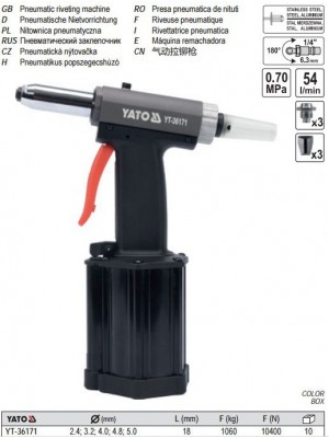 Pneimokniedētājs 2,4 - 5 mm (YT-36171)